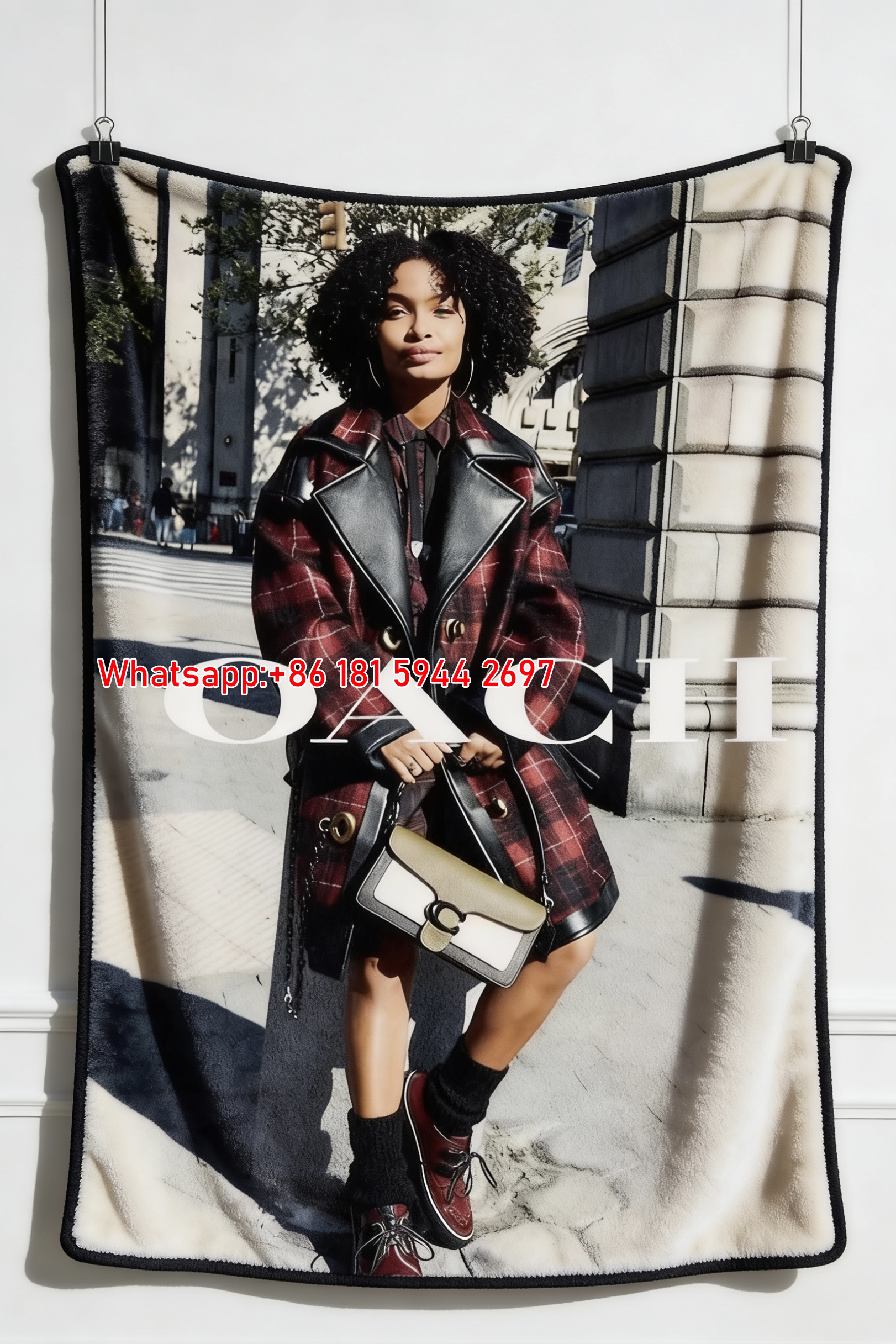 Coach Plaid Coat Print Flannel Fleece Throw Blanket C073